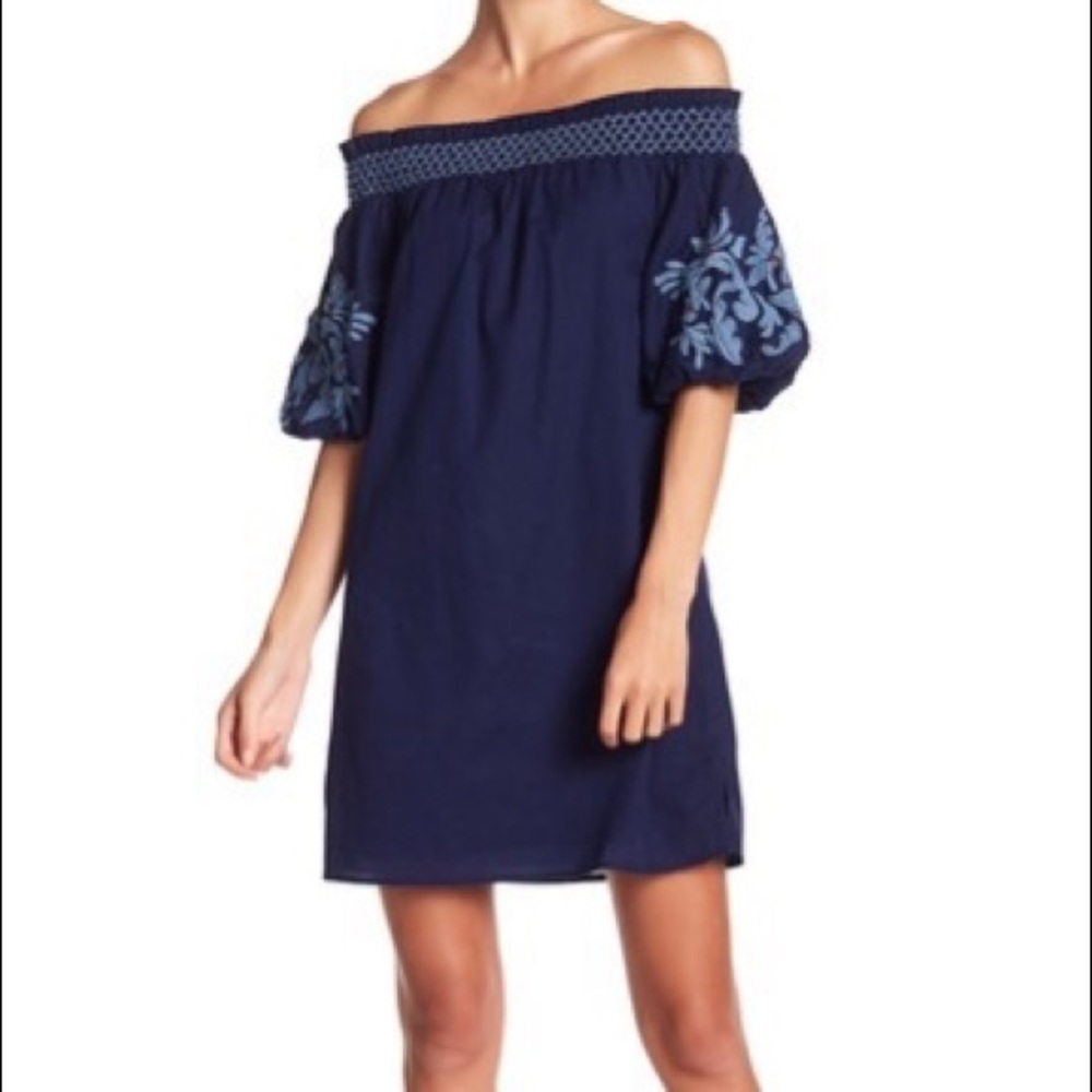 Beach Lunch Lounge Navy Off the Shoulder dress - L